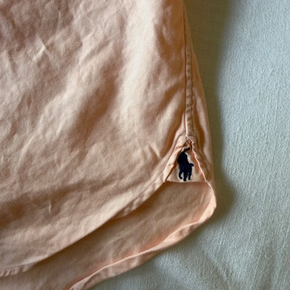 90's Polo Ralph‎ Lauren Regent Custom Fit Shirt 16.5 34 Peach Twill Button Down